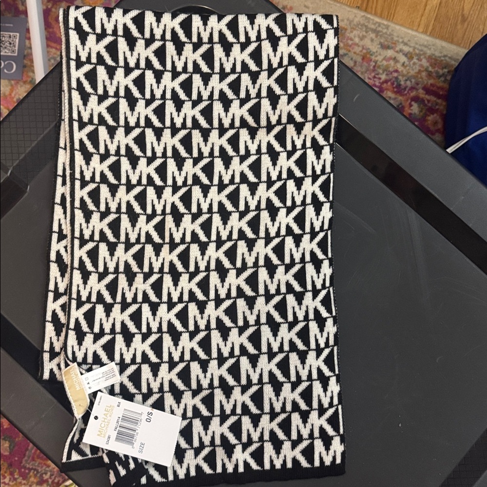 Michael Kors Monogram Black and White Scarf